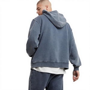 <b>Men's</b> Oversized Washed Hoodie Solid Color Pocket Hooded Sweatshirt Regular Fit French Terry Cotton Streetwear Autumn Casual - Product Image 2