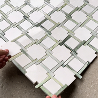 SUBEI Carreaux de mosaïque en marbre naturel de haute qualité, couleur vert clair frais, motif carré, pour la décoration de la maison et des villas, industrie de la décoration