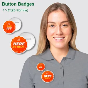 Custom Tinplate Botão Badge Name Metal Tin Pin Atacado Logotipo Impressão Offset Em Branco Metal Tin Tinplate nome tags crachá