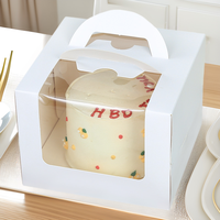 Boîtes en papier biodégradables et écologiques avec poignée et fenêtre transparente pour l'emballage de gâteaux d'anniversaire, de mariage et de nourriture