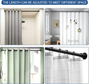 Direct Sale Ultra-minimalist Metal Shower <strong>Curtain</strong> <strong>Pole</strong> Adjustable Shower <strong>Curtain</strong> Rod High <strong>End</strong> Design for Bathroom - Product Image 6