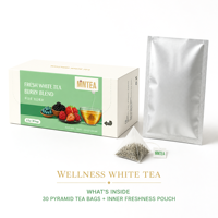 Thé aux fruits et herbes faible en calories, saveur fraîche, enrichi en vitamine C et thé blanc, pour une peau éclatante et une immunité renforcée – Vente directe usine OEM