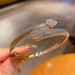 <b>Copper</b> Alloy Zircon Open <b>Bangle</b> Gold Silver Rose Gold Claw Setting Unisex Wedding Jewelry - Product Image 3