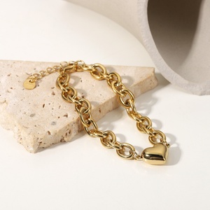 Ins Retro Women 14k Gold Chain <b>Bracelet</b> Stainless Steel Custom <b>love</b> Heart <b>Bracelets</b> for Mom - Product Image 3