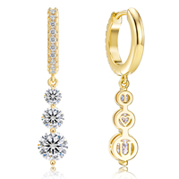 Pendientes Colgantes de Moissanita con Certificación GRA, Plata de Ley 925, Chapados en Oro Blanco de 14K, Hipoalergénicos, para Mujer, Aros de Moissanita VVS