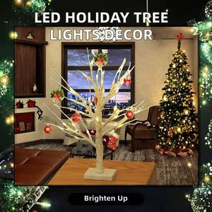 Indoor Christmas LED Birch Tree Lights with Warm White Fairy <b>Battery</b> Powered Timer Curtains & Valances Decorations - Product Image 6
