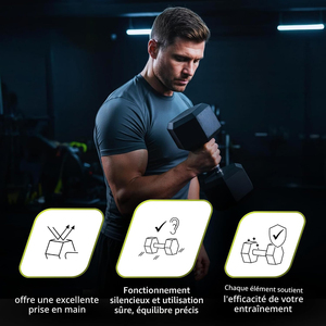 Ensemble d'haltères hexagonales en caoutchouc pour entraînement de force en salle de sport, vente en gros - Product Image 6