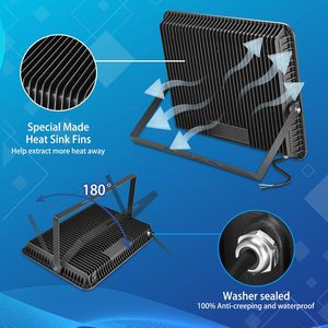 ไฟสปอร์ตไลท์ LED สว่างพิเศษ 300w สีขาวโทนเย็น 4000k ความสว่าง 30000 ลูเมนส์ สำหรับสนามกีฬาและพื้นที่กีฬา รุ่น WD-166 ไฟสปอร์ตไลท์ LED 300w - Product Image 6