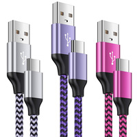 Câble de données USB-A/USB-C tressé multicolore en cuivre pur à charge rapide BJC pour Android et appareils mobiles