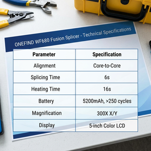 Onefind WF680 FTTH 6s Splicing 18s <b>Heating</b> Core Alignment 5200mAh 300X 0.02dB Handheld Fiber Splicer - Product Image 3