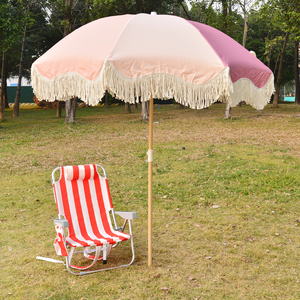 Parasol <span class=keywords><strong>de</strong></span> <span class=keywords><strong>plage</strong></span> bohème à franges en gros - Blocs <span class=keywords><strong>de</strong></span> couleurs macaron et mât en bois pour <span class=keywords><strong>l</strong></span>'approvisionnement en vrac des complexes hôteliers - Product Image 6
