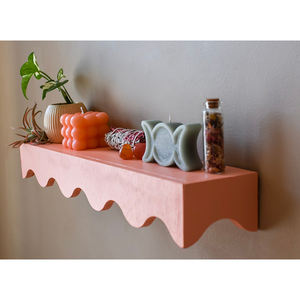 في زاوية المنزل والمطبخ ، حائط ريفي مثبت على الحائط ، رف وردي عائم ، - Product Image 6