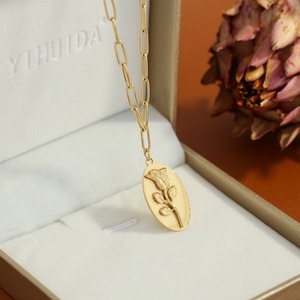 Collares con Dijes Modernos 2026, Joyería Minimalista Hipoalergénica, Acero Inoxidable 316L, Chapado en Oro Rosa de 18k, para Mujer - Product Image 1