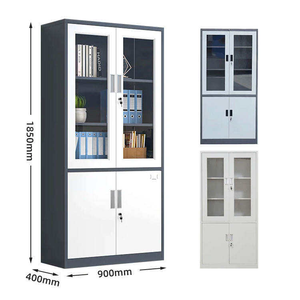 خزائن تخزين معدنية حديثة بأربعة أبواب متأرجحة خزانة عرض فولاذية بخمس طبقات مع زجاج للمكاتب والمدارس والمستشفيات متعددة الاستخدامات - Product Image 4