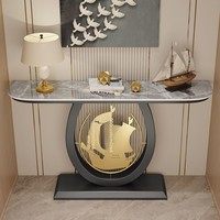 Console d'entrée en métal et dalles de pierre, style italien, murale, pour hall d'entrée, minimaliste, moderne, luxe discret, pour salon et couloir