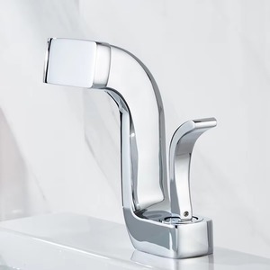 Robinet de lavabo artistique pour salle de bain, mitigeur de luxe pour hôtel, or et blanc, à poignée unique, en laiton, avec cascade - Product Image 5