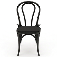 Chaise Thonet en bois de hêtre massif avec coussin amovible, chaise de salle à manger en bois courbé noir pour mariage, hôtel, café