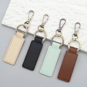 Cross-border PU Leather Embossed Logo Vintage Style Business Gifts Car Chain Pendant Model Rectangle 2 Keyrings Leather Key Fob - Product Image 1