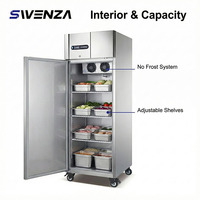 Réfrigérateur congélateur commercial à porte simple à dégivrage automatique en acier inoxydable vertical congélation profonde