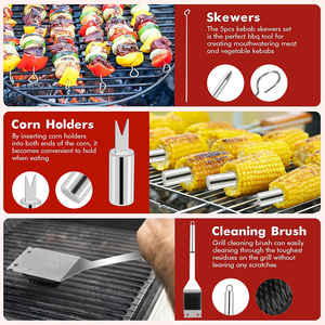 Accesorios para Asar a la Parrilla, Juego de 15 Utensilios de Acero Inoxidable con Bolsa de Transporte, Kit de Parrilla para Acampar al Aire Libre - Product Image 3