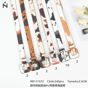 Cintura in pelle PU con fibbia a stampa leopardo da 2,5 cm, colore coordinato, per donna, cinture alla moda - Product Image 3