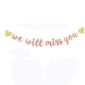 Bannière dorée rose scintillante « Nous vous manquerons » pour les décorations de fête de retraite, panneau de décoration pour les adieux, décorations de fête de départ - Product Image 2