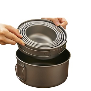 Juego de sartenes de titanio puro, 6 uds., plegable, portátil, para cocinar al aire libre, sartén antiadherente para acampar y hacer picnic - Product Image 5