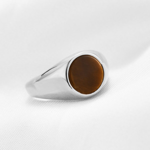 Anillo de acero inoxidable con bisel de piedra azul para mujer, uso diario - Product Image 4