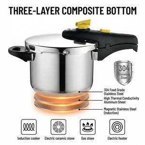 <span class=keywords><strong>Olla</strong></span> <span class=keywords><strong>a</strong></span> Presión de Acero Inoxidable E-TOP de 6/7 Cuartos de Galón con Cierre de una Mano, <span class=keywords><strong>Olla</strong></span> <span class=keywords><strong>a</strong></span> Presión Multifuncional para Cocina con Tapa de Vidrio - Product Image 3