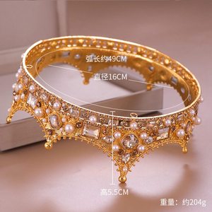 NCA-03 Diademi E <span class=keywords><strong>Corone</strong></span> <span class=keywords><strong>Da</strong></span> Sposa Accessori per Capelli <span class=keywords><strong>Da</strong></span> Sposa Gioielli di Perle di Cristallo Corona Full Circle Vintage <span class=keywords><strong>Re</strong></span> Tiara - Product Image 4