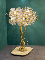 Lampadaire En Laiton Doré avec Table Led Torchiere Uplighter Arbre Art Déco Lumineux Grand Confort Visuel Chambre Lampadaire Debout