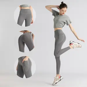 Pantaloni Cargo pantaloni svasati da Yoga con tasche posteriori Leggings da Yoga