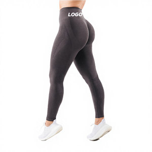 Leggings de sport taille haute YOKE de haute qualité en Spandex/Nylon, couleur unie, grande taille, avec taille élastique pour femme - Product Image 4