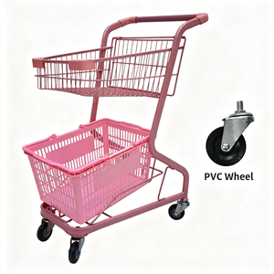 Supermarket Shopping Trolley 340L Large Wire <b>Basket</b> Heavy Duty Silent Wheel Retail Warehouse Cart Rolling Use Use Set Kit - Product Image 2