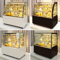 Vitrine à gâteaux commerciale en verre incurvé, refroidie par air, avec éclairage LED et verre anti-buée