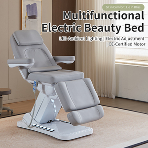 Lit de beauté électrique de luxe, design réglable en quatre sections, chauffant, avec télécommande et pédale pour l'ajustement de l'angle du dossier, idéal pour les spas - Product Image 1