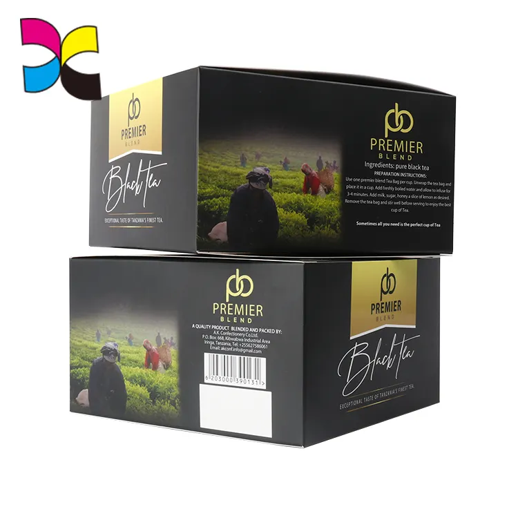 Stampa personalizzata la scatola di imballaggio del tè scatola nera per l'imballaggio della bustina di tè