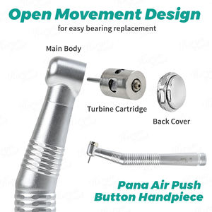 Turbina de Aire de Alta Velocidad Dental con 4 Orificios |   Cabezal Cerrado Anti-Succión |   Tipo de Botón/Palanca, Rodamiento Cerámico - Product Image 3