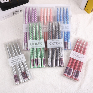Boxed Electroplated Thread <b>Taper</b> <b>Candles</b> Long Pole Romantic <b>Candles</b> For Wedding Restaurant Home Party Decor - Product Image 3