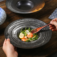 Assiette rétro en céramique de 10 pouces de style japonais Design japonais pour restaurant dîner soupe salade spaghetti dessert créatif fonctionnel