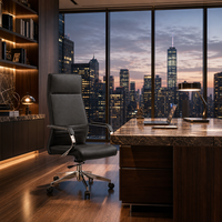 Chaise de bureau de direction à dossier haut en cuir, pivotante, noire, avec verrouillage d'inclinaison, ergonomique, pour bureau