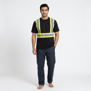 Chemise de travail haute visibilité personnalisée avec logo, respirante, en polyester, phosphorescente, réfléchissante, à manches courtes, pour la construction - Product Image 1