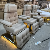Beauté agneau polaire tissu Salon visage lit cosmétique luxe 3/4 moteurs électrique pied contrôle Table de Massage avec lumière