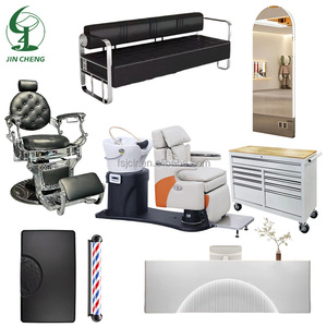 Jincheng Salonmeubilair Zwarte Stoel Salonspiegel Licht Zwarte <span class=keywords><strong>Trolley</strong></span> Schoonheidssalon Balie met LED - Product Image 6