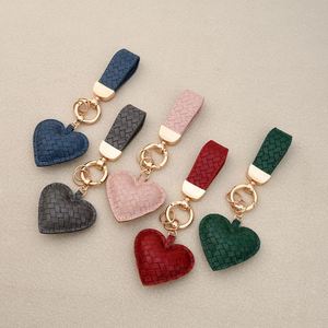 Stylish New Trend Woven Pattern PU Leather Car <b>Key</b> Holder Cute Heart-shaped Keychain Handbag Decoration <b>Key</b> <b>Ring</b> Welcome Gifts - Product Image 1