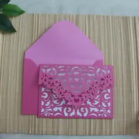 Unieke Elegant Paars Kleur Handgemaakte Laser Cut Bruiloft Uitnodiging Kaart Envelop Ontwerp Voor Bruiloft