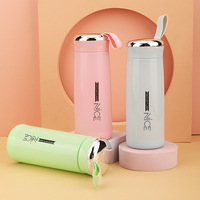 Bouteille d'eau en verre réutilisable portable de haute qualité à double paroi de 400 ml, avec logo personnalisé, multicolores, pour les voyages en plein air