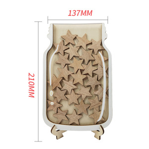 Tarro de recompensas de madera con forma de estrella, 25 fichas de madera natural para niños, tarro de almacenamiento de incentivos, estilo de arte moderno, juguetes para proyectos. - Product Image 2