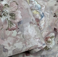 Wallpaper 2026 Desain Baru Bahan PVC / Vinyl Embos Tebal dengan Desain Bunga Besar Mengkilap/Perak untuk Kamar Tidur Hotel