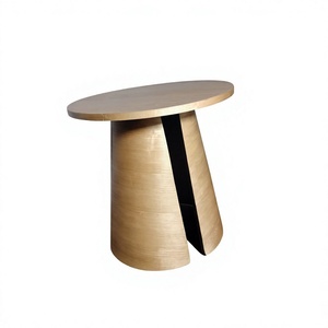 Mesa de Centro Redonda Contemporánea Multifuncional con Chapa de Madera de Fresno para Oficina, Hogar, Sala de Estar, Hotel, Estudio, Apartamentos, Alta Calidad, Bajo Precio - Product Image 4